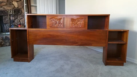 Hawaii-made hand carved koa wood headboard and dresser set Cover