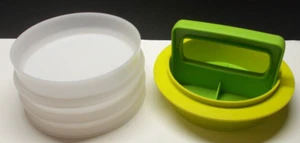 Tupperware Hamburger Press 1926 and Ring 1925 & 3 Sheer 1927 Containers - Picture 1 of 3