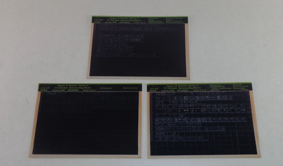 Microfiche Catalogo Ricambi Jaguar & Daimler Serie Di 3, 12 Cilindro Saloons Da - Immagine 1 di 1