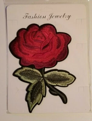 Large Roses Patch Iron On Applique DIY Transfer Flower Vine 6” - Image 1 of 4