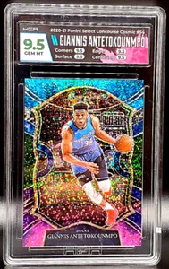 GIANNIS ANTETOKOUNMPO 20-21 SELECT COSMIC PRIZM PARALLEL SSP CASE HIT HGA 9.5 - Picture 1 of 3