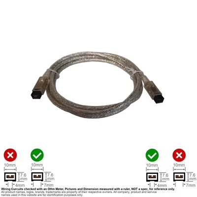 Cable Firewire IEEE 1394 1394B BETA to Bilingual 9-Pin Silver 6FT #130814 - Image 1 of 2