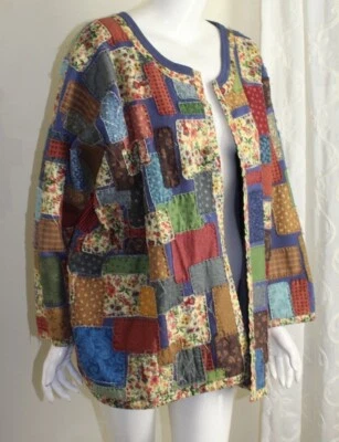 Chaqueta polar acolchada All American talla 3X 2X hecha a mano poeta hippie artista Foto 1 de 4