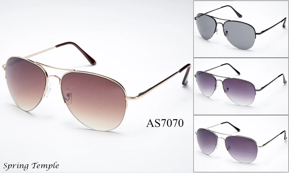 Classic Pilot Sunglasses Driving Eyewear Half Rimless Frame Men Women UV 100% - Image 1 of 1