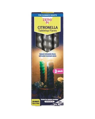 NEW & Boxed Grey Citronella Garden Flares (3 Pack) Bug & Pest Protection - Image 1 of 2