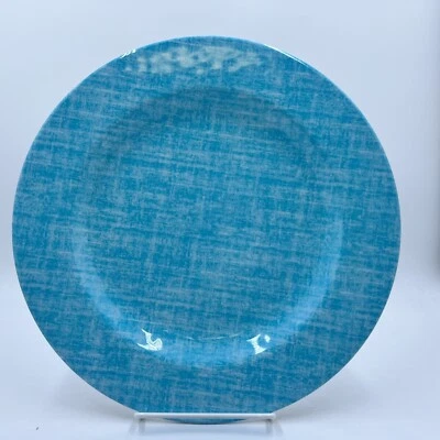 Better Homes & Gardens Woven Look Teal 10.5”  Round Dinner Plate Melamine - Image 1 of 4