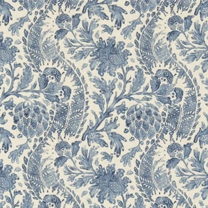 ZOFFANY CURTAIN FABRIC DESIGN Cochin 3.4 METRES BLUE LINEN BLEND - Picture 1 of 11