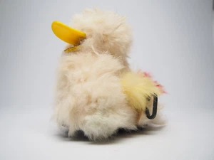 Vintage Made In Japan Wind Up Fluffy Duck Rolls on Wheels Moving Beak & Wings - Picture 1 of 8