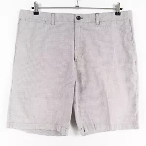 Pantalones Cortos Banana Republic Aiden Para Hombre 38 Gris Blanco Cuadros Algodón Frente Plano Informales - Imagen 1 de 9