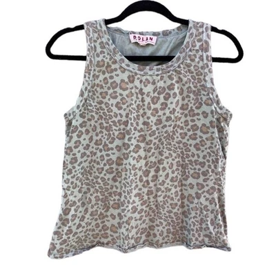 Dolan Green Leopard Print Cross Over Back Tank Top Sz XS — 第 1/4 张图片