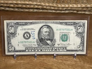 Small Face $50 Bill (One Hundred Dollar Bill) Series 1981 A Federal Reserve Note - Picture 1 of 2