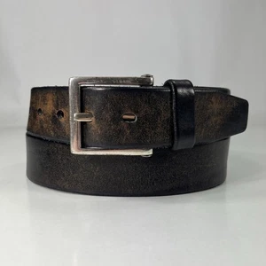 Cinturón de trabajo de cuero de vaca de grano completo negro usado - para hombre talla 38 - Imagen 1 de 9