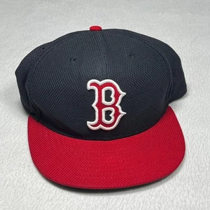 New Era Boston Red Sox MLB Baseball Cap 59FIFTY Fitted Size 7 3/8 Black Red - Picture 1 of 5