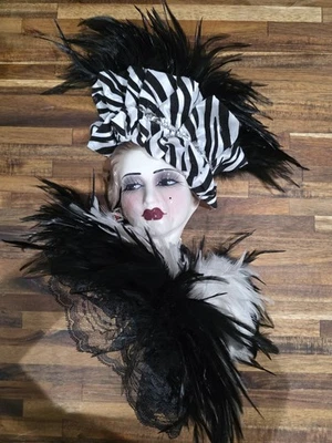 Unique Creations Vintage Lady Face Mask Wall Hanging Decor Artist Signed  - Image 1 of 4