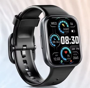 IP68 Smart Watch Android iOS Fitness Tracker Heart Rate Sleep Monitor (Black) - Picture 1 of 10