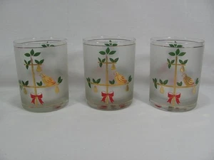 3er SET DURCHDÜBEL REBHUHN IM BIRNBAUM WEIHNACHTSGLÄSER BARWARE GOLDRAND - Bild 1 von 3