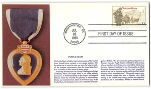 US #2152 FDC, Purple Heart cachet, on cardstock, 1985 - Picture 1 of 1