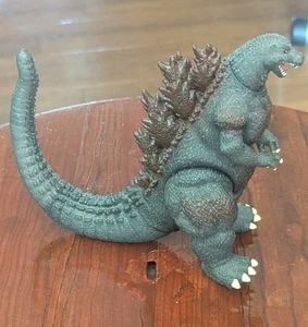 Godzilla Figure, Glitter And Red Back Spikes, Vintage, Burning Godzilla? - Picture 1 of 5