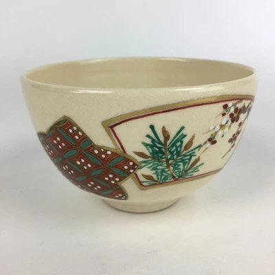 Japanese Ceramic Green Tea Ceremony Bowl Chawan Kyo Ware Pottery Flower GTB924 - Image 1 of 4