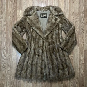 Abrigo de piel de visón Sakowitz vintage marrón largo clásico de lujo para mujer - Imagen 1 de 23