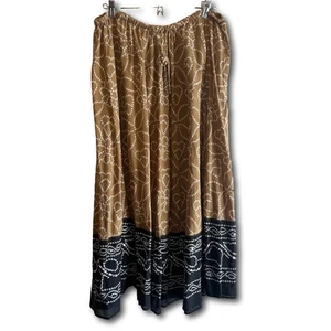 White Stag Maxi Skirt White Sequin Brown Cotton Boho Woman’s Size XL Vintage 90s - Picture 1 of 11