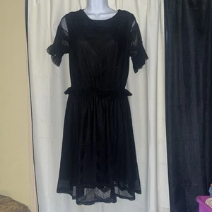 H&M Kleid Damen 10 schwarz Netz Whimsygoth Kokette Fee Punk Spitze Vampir sexy - Bild 1 von 2