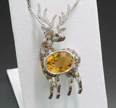 SALE Brillant  Citrin Anhänger / Brosche 5,90 carat 750 Gold Wert 6.790 Euro - Bild 1 von 4