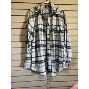 Mens Plaid Button Down Long Sleeve Shirt Casual Work L - Picture 1 of 5