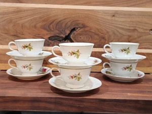 Themse Porzellan Porzellan "Moosrose" Teetasse und Untertasse, 6er Set - Bild 1 von 8