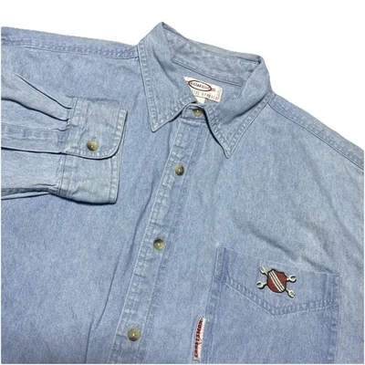 Craftsman Shirt Mens Large Blue Workwear Tools Button Mechanic Wrench Vintage - Image 1 of 4