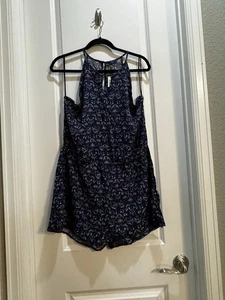 Neu mit Etikett Aeropostale blau Blumen Strampler XL Achsel zu Achsel 22” elastische Taille 34” - Bild 1 von 6