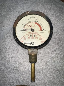 Jas P Marsh Pressure & Temperature Gauge Vintage Steampunk - Picture 1 of 11