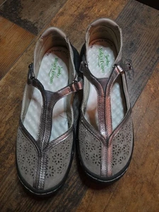 JAMBU Creek T-Riemen Mary Janes Taupe Leder Bronze Metallic GRÖSSE 7,5 M Relax Foa - Bild 1 von 4