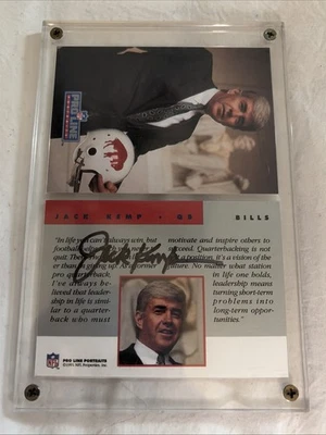 Tarjeta automática autografiada certificada por Jack Kemp Buffalo Bills 1992 NFL Pro Line -KD Foto 1 de 2