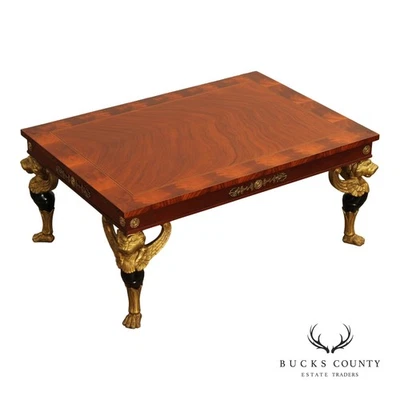 Kindel Empire Style Partial Gilt Carved Mahogany Coffee Table - Image 1 of 4