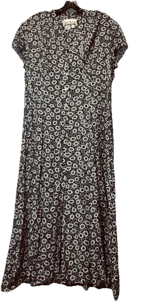 Vestido largo floral con botones delanteros Sheri Martin cuello profesor rayón talla 16 Foto 1 de 4