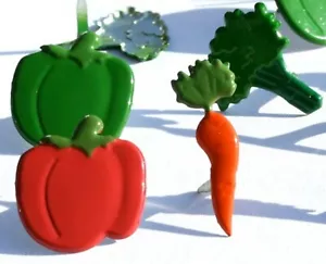 VEGETABLE BRADS Broccoli Carrots Peppers Garden Card Making Scrapbooking - Picture 1 of 1