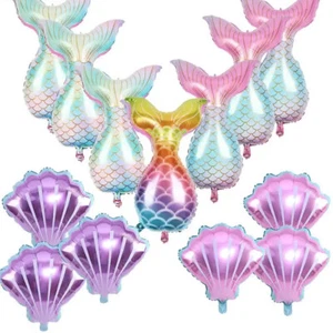 Mermaid Tail Sea Shell Foil Magic Metallic Display Balloons Birthday Party - Picture 1 of 26