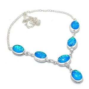 Australian Triplet Opal Gemstone 925 Silver Handmade Jewelry Necklace 18" ERP-28 - Picture 1 of 3