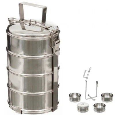 MFH Speisebehälter 4-teilig Edelstahl Essensbehälter Kochgeschirr Camping Bundeswehr