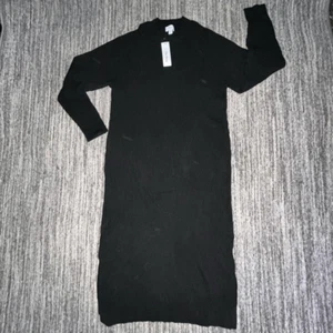 The Drop Women’s Size Large Long Sleeve Sweater Maxi Bodycon Dress Black Ribbed - Picture 1 of 7