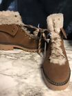 NEW Time and Tru Womens Faux Fur Hiker Lace Up Boots Memory Foam SIZE 11