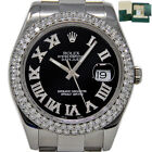 Rolex Datejust Ii 41mm Black Roman Diamond 116334 Rolexwarrantydated2021 #1607-1