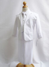 Boys WHITE formal 5pc suit for wedding first communion baptism S - 20
