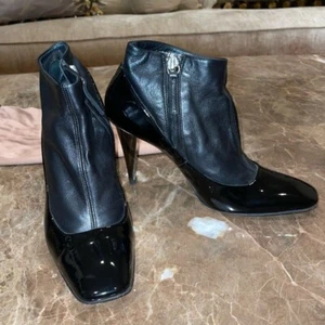 Giuseppe Zanotti Black Patent Leather Ankle Boots With Silver Heels - Picture 1 of 16