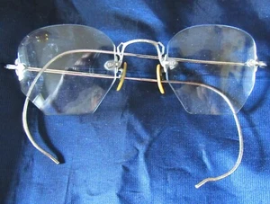 Montatura occhiali da vista vintage americana ottica mezzo cerchio 1/10 12kGF oro riempito 200BB - Foto 1 di 5