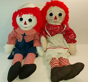 Raggedy ANN & ANDY Dolls Knickerbocker Lot Large Vintage 70s 80s HUGE USA Plush - Picture 1 of 10