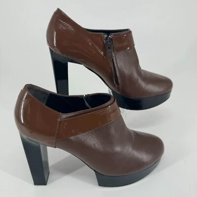 Robert Clergerie Paris MUJERES Marrón Cremallera Lateral Punta Redonda Botines Tacones 5" Foto 1 de 4