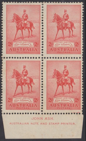 1935 Jubilee 2d imprint block of 4, mnh/mh tone Cover