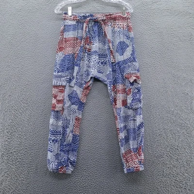 Pantalones de chándal Hei Hei Anthropologie Nouveau Harem Crop XS azul rojo cordón Foto 1 de 4